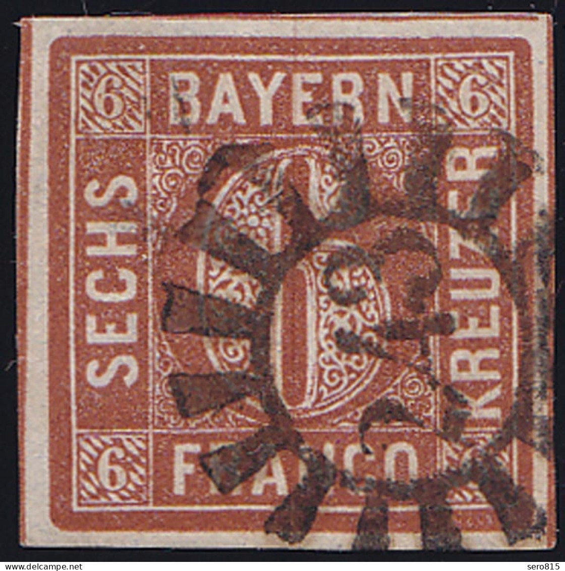 Bayern 6 Kreuzer Quadrat Marke Michel Nr. 4 Gestempelt   (10034 - Sonstige & Ohne Zuordnung