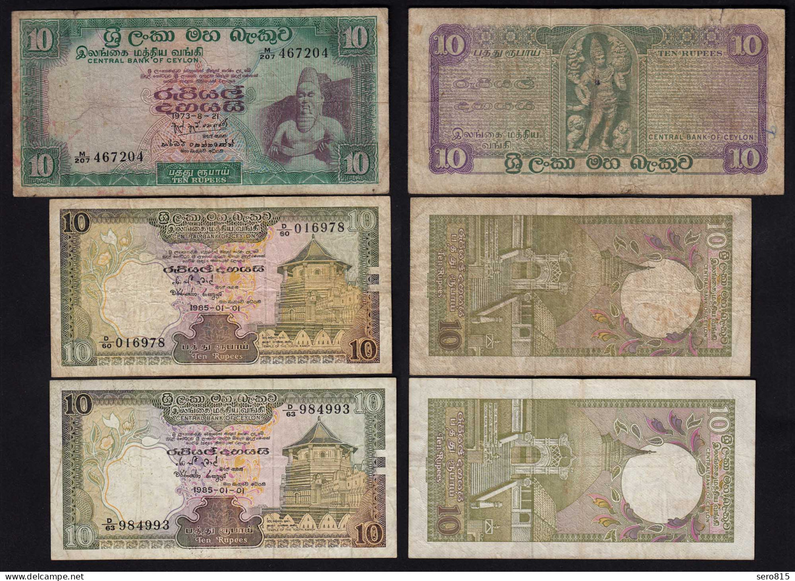 Ceylon - Sri Lanka 3 Pieces á 10 Rupees 1973 + 1985   (23416 - Otros – Asia