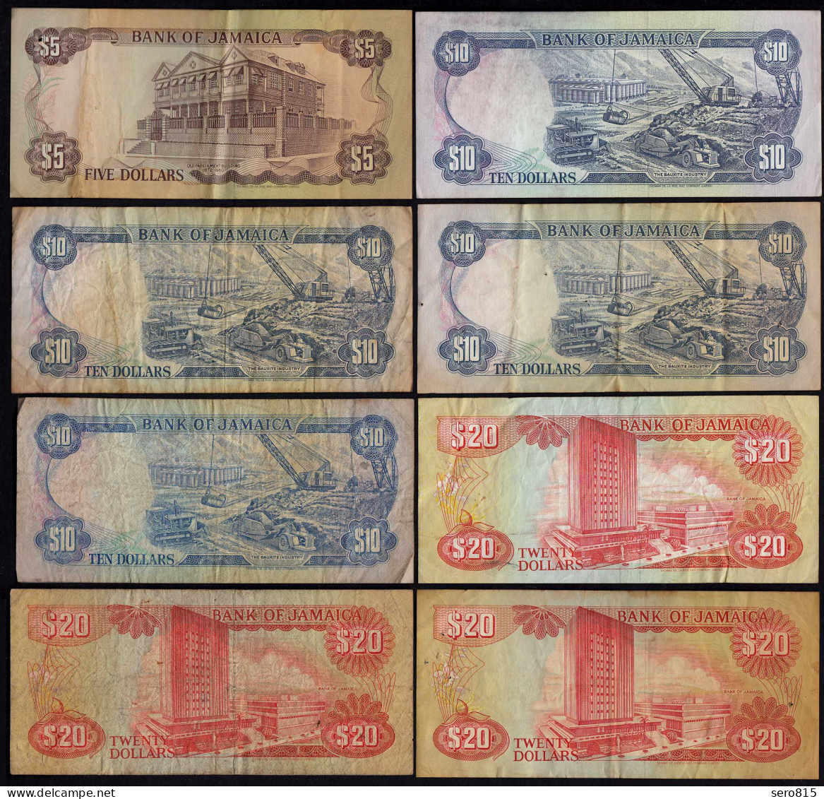 JAMAIKA - JAMAICA - 8 Stück Jamaica Banknotes 1989-1996 Gebraucht    (21516 - Otros – América
