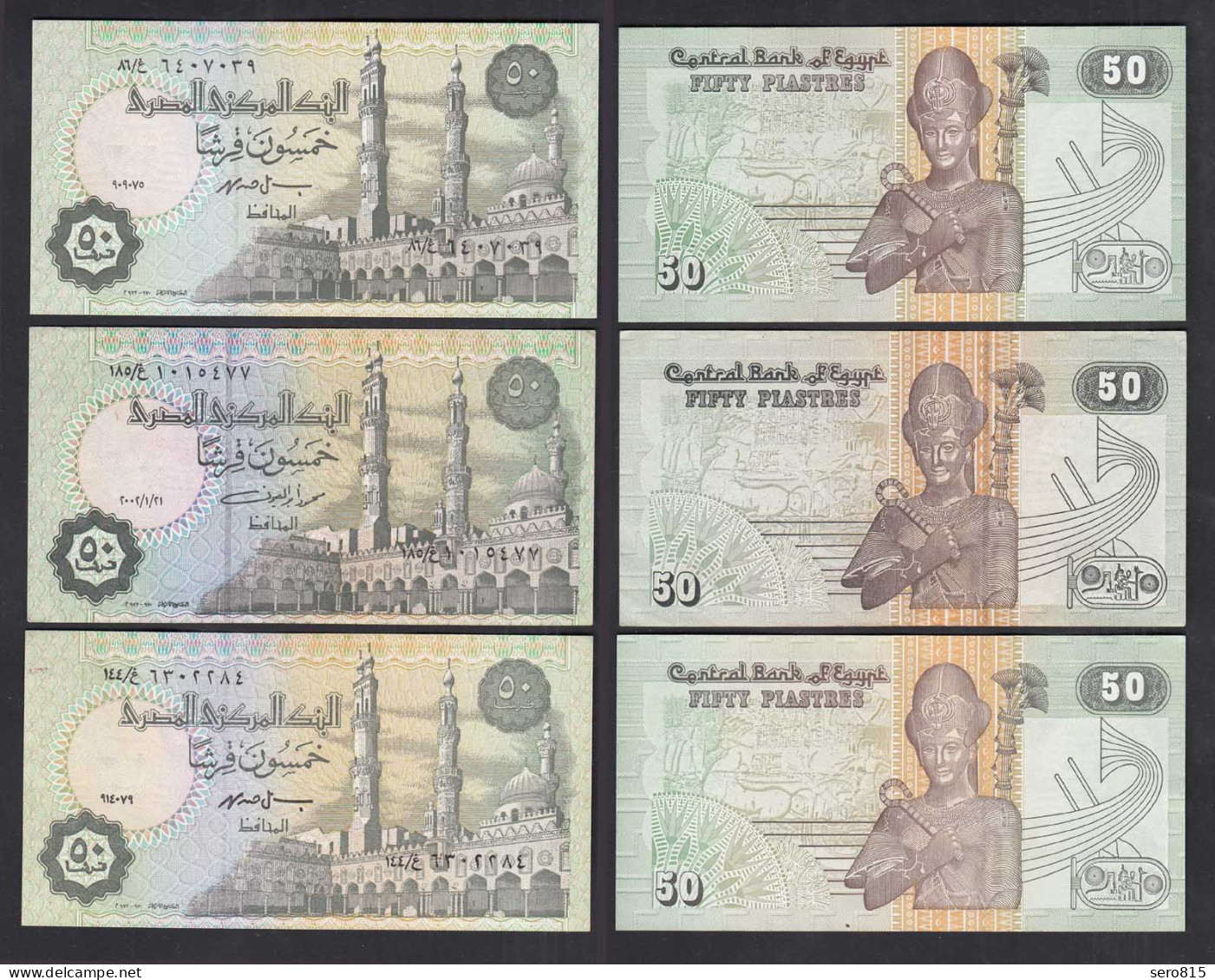 Ägypten - Egypt 3 Stück á 50 Piastres Banknoten Verschiedene Jahrgänge  (27275 - Autres - Afrique