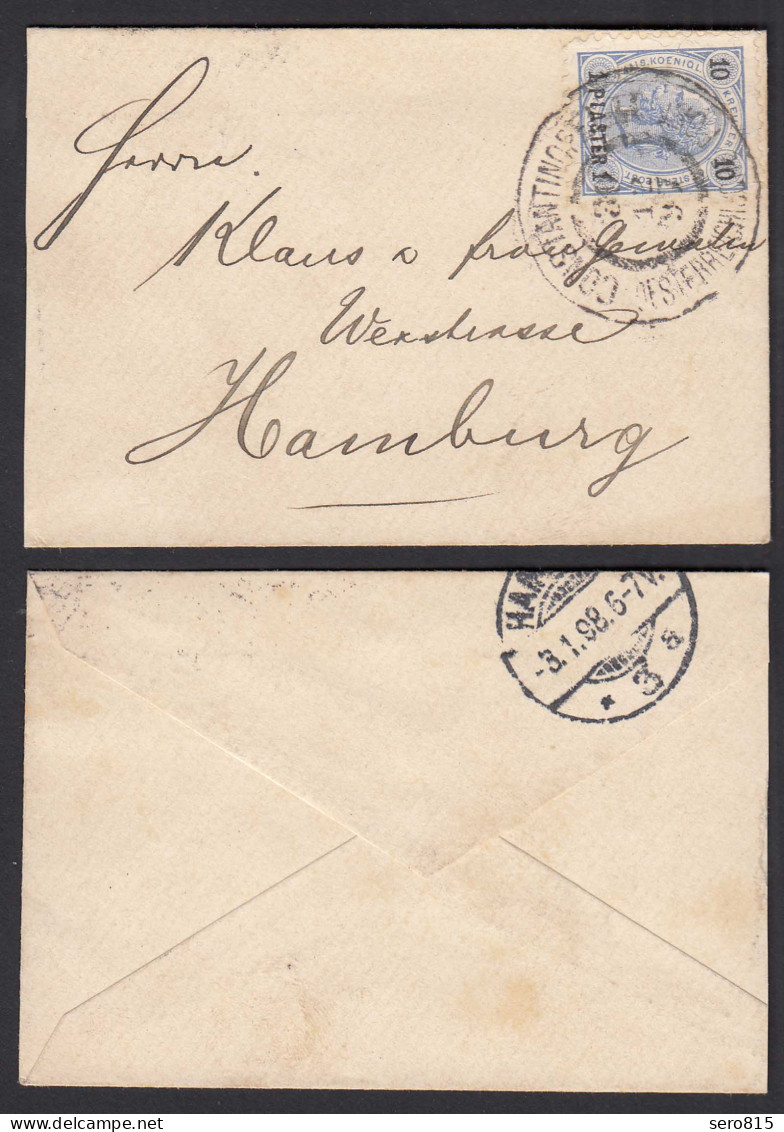 Österreichische Post In Der Levante 1897 Constantinopel 1 Piaster Brief Hamburg - Levant Autrichien