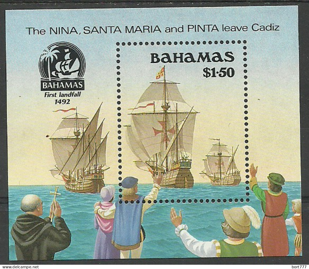 Bahamas 1990 Mint Block MNH (**) Ships - Bahama's (1973-...)