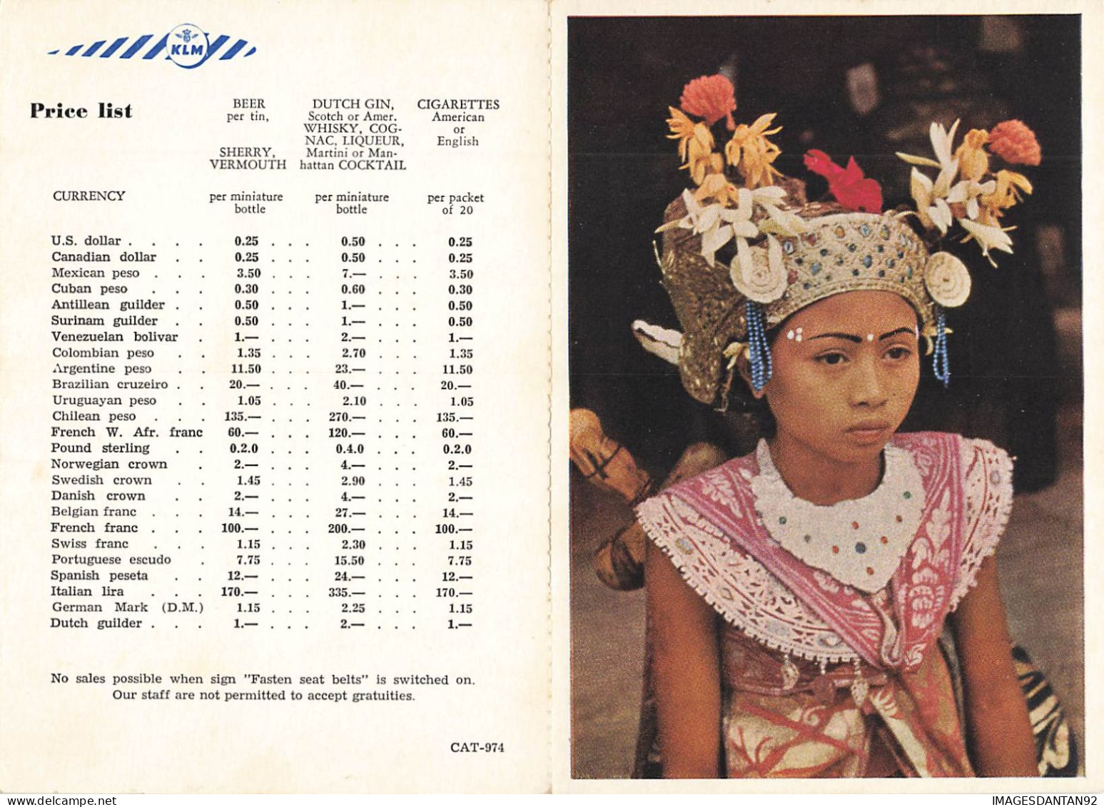 AVIATION #FG56909 CIE KLM PUBLICITE LITTLE BALINESE DANCER BALI INDONESIE - 1946-....: Era Moderna