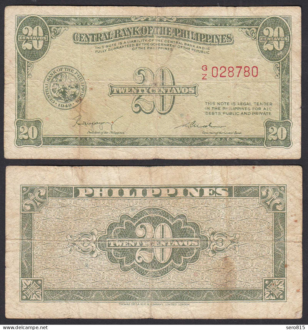 PHILIPPINEN - PHILIPPINES 20 Centavos (1949) Pick 130a F- (4-)   (31631 - Autres - Asie