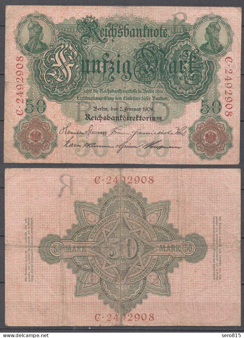 Ro 32 Reichsbanknote 50 Mark 1908 Pick 32 - VF (3)  UDR R Seria C     (31656 - Autres & Non Classés