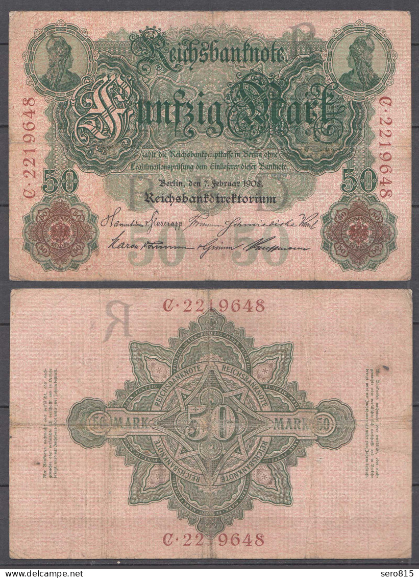 Ro 32 Reichsbanknote 50 Mark 1908 Pick 32 - VF- (3-)  UDR R Seria C     (31657 - Autres & Non Classés