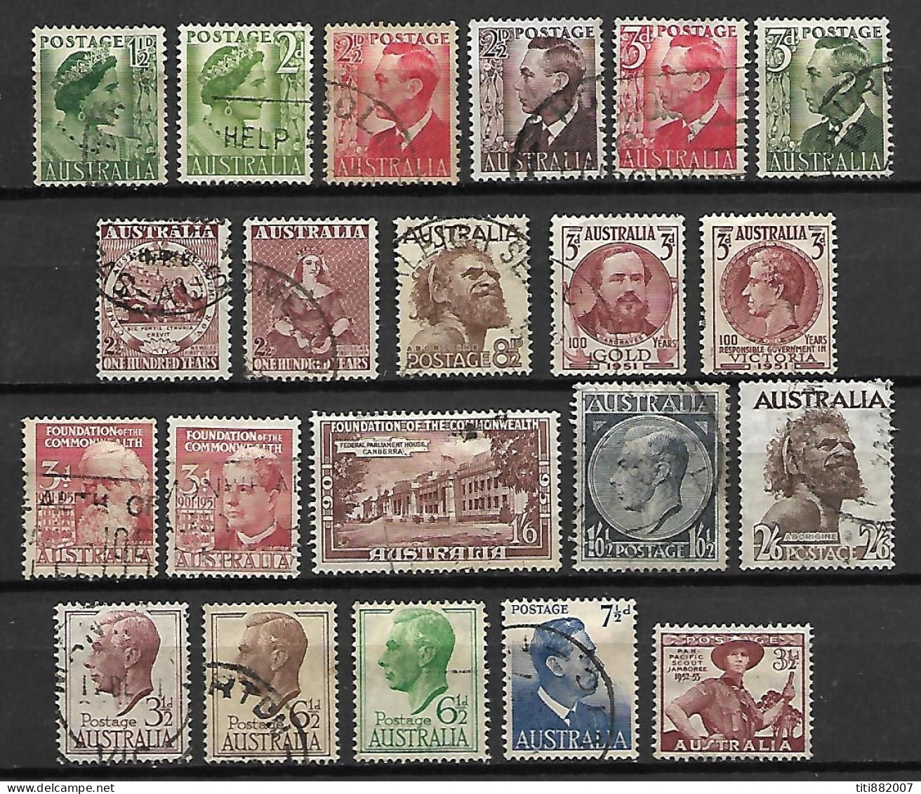 AUSTRALIE   -  1950 / 51 .  L O T  -  21  Val. Oblitérés . - Used Stamps