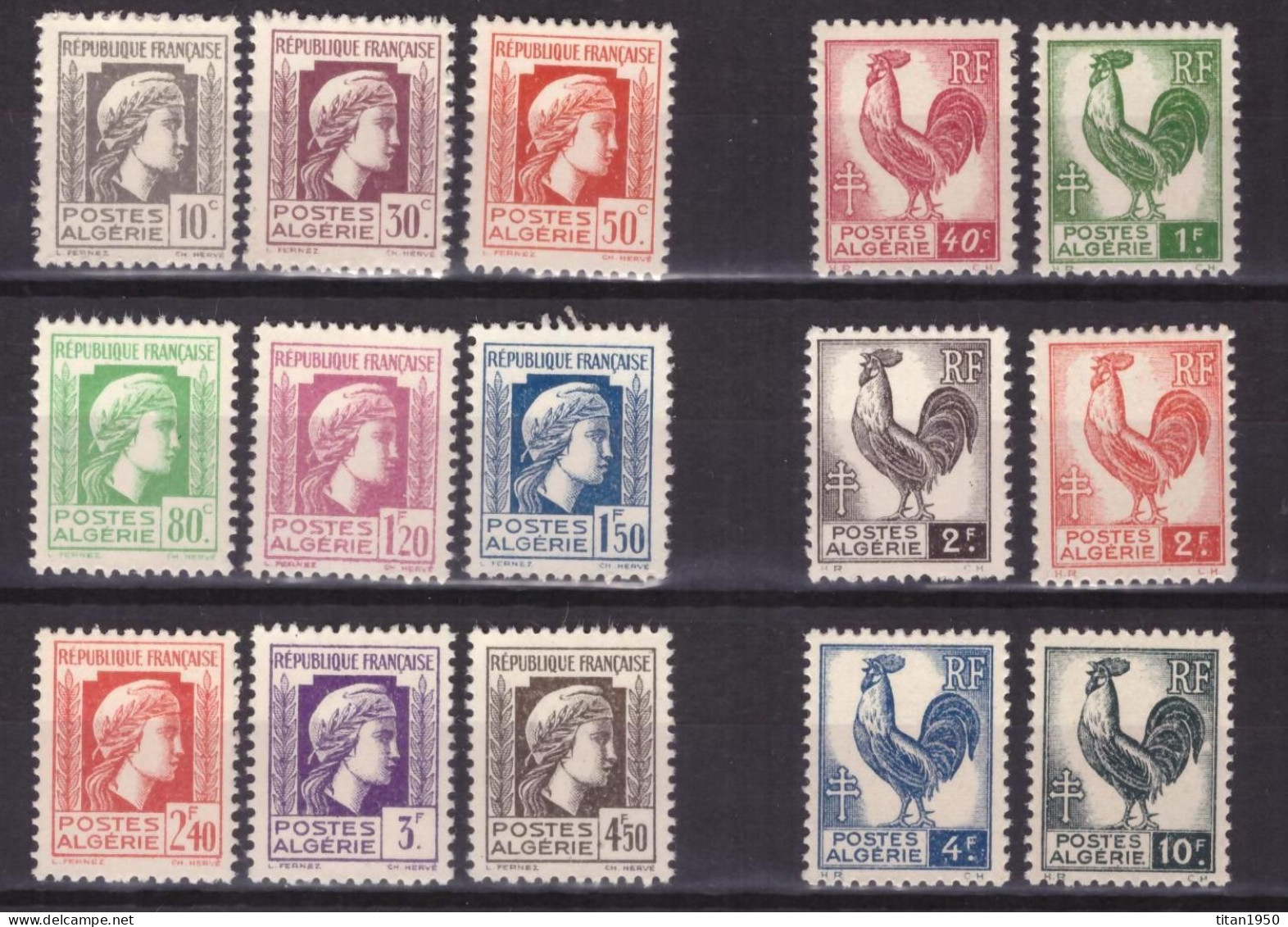 Algérie - Coq & Marianne  -Série De 15 Timbres Neufs ** Cote 11.5 € - Neufs