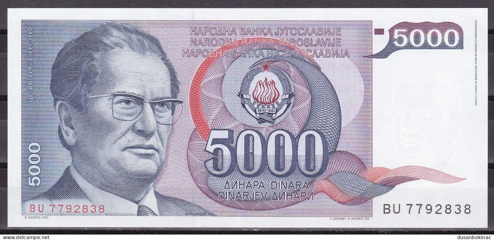 Yugoslavia-5000 Dinara 1985 TITO UNC - Jugoslawien