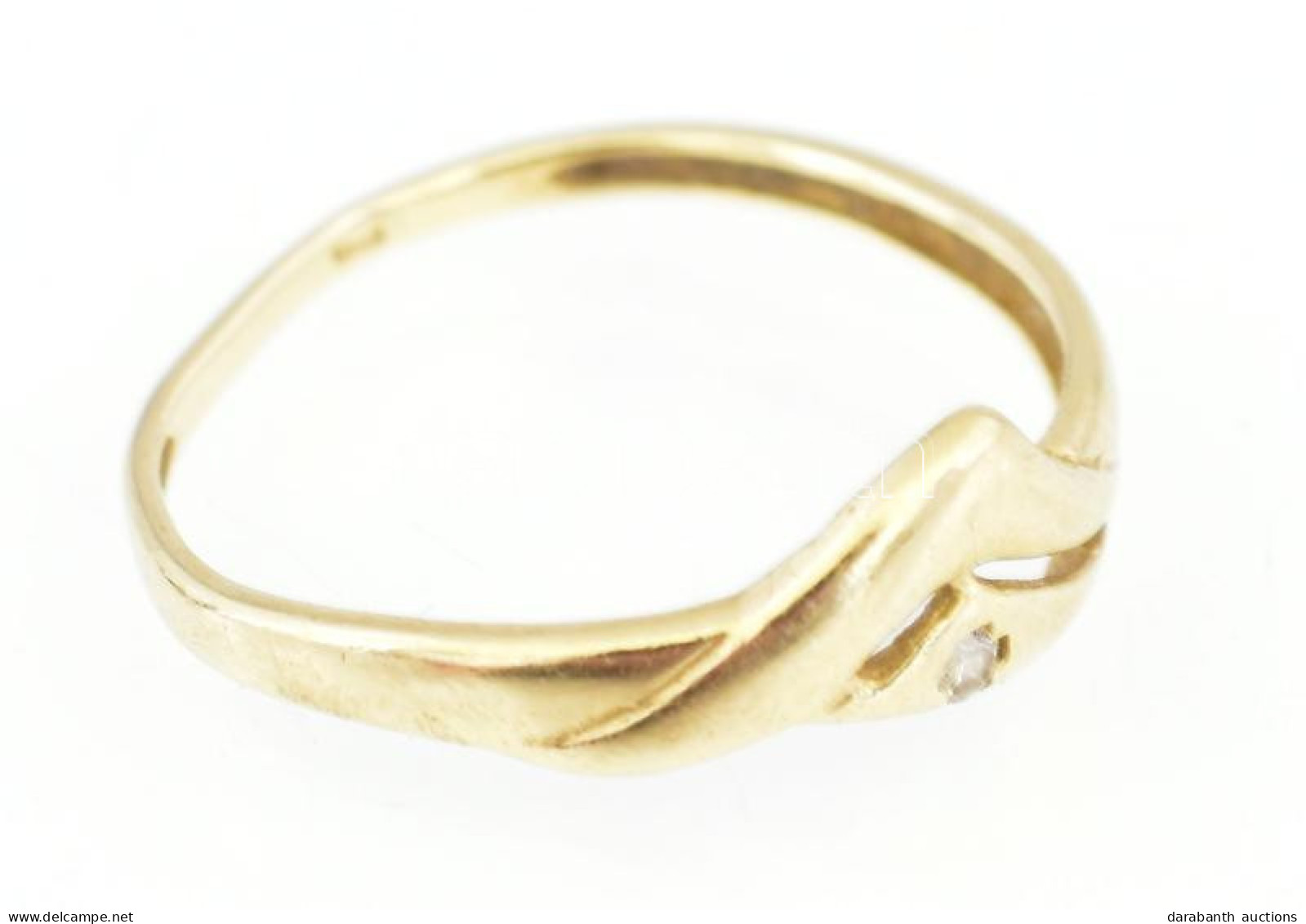 14K Arany (Au) Gyűrű 0,92 G Cirkón Kővel Jelzett M: 49 - Autres & Non Classés