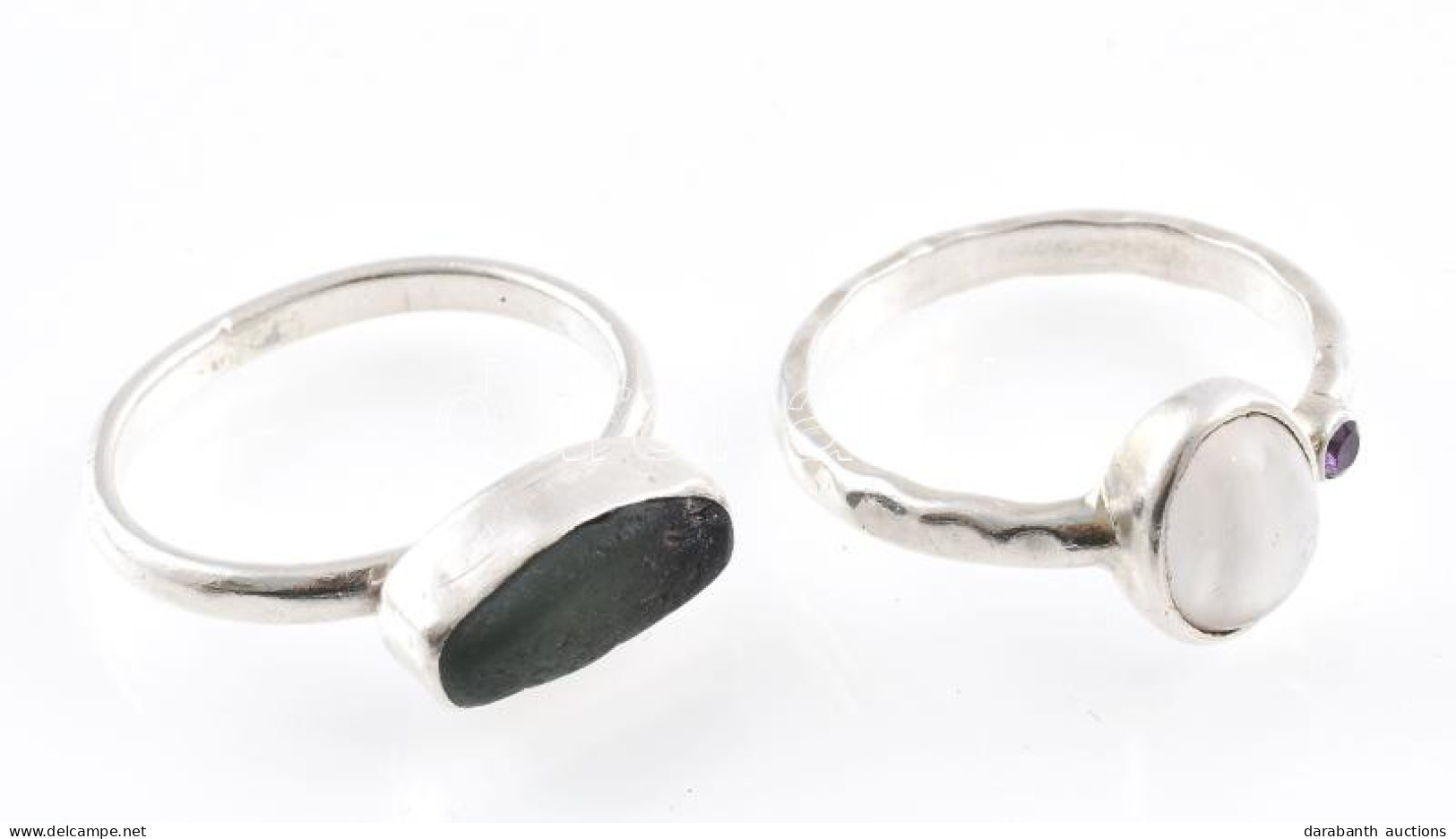 Ezüst (Ag) Gyűrű, 2 Db, Jelzéssel és Jelzés Nélkül, Méret: 52, 56, Bruttó: 5,3 G - Autres & Non Classés