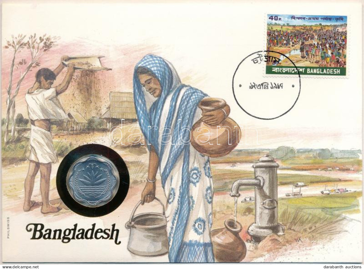 Banglades 1978. 10P "FAO" Bélyeges érmés Borítékon, Ismertetővel T:UNC  Bangladesh 1978. 10 Paisa Al-Br "FAO" Coin In En - Non Classés