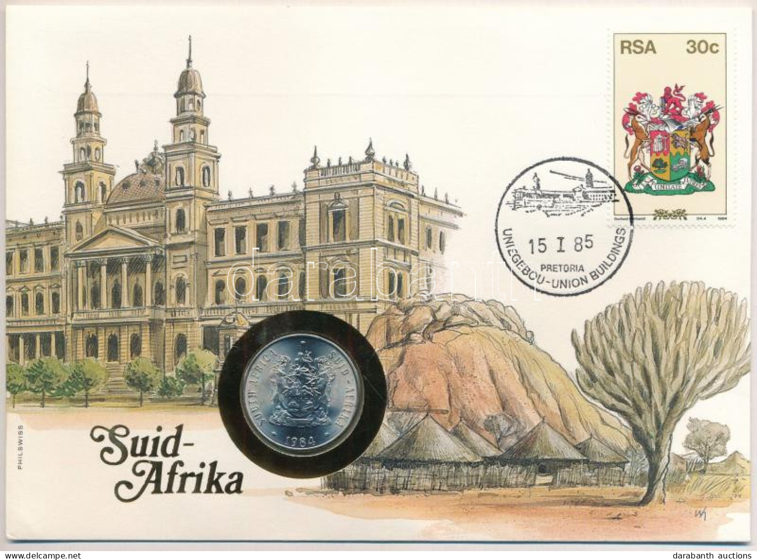 Dél-Afrika 1984. 50c Ni, Felbélyegzett Borítékban, Alkalmi Bélyegzéssel, Német Nyelvű Leírással T:UNC South Africa 1984. - Unclassified