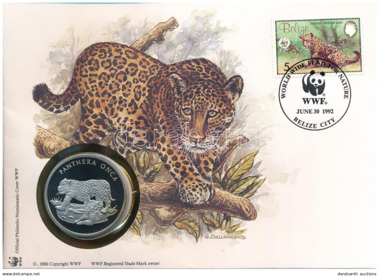 Belize DN (1991) "A Világ Vadvédelmi Alap (WWF) 30. évfordulója - Panthera Onca (Jaguár)" Kétoldalas Fém Emlékérem érmés - Non Classés