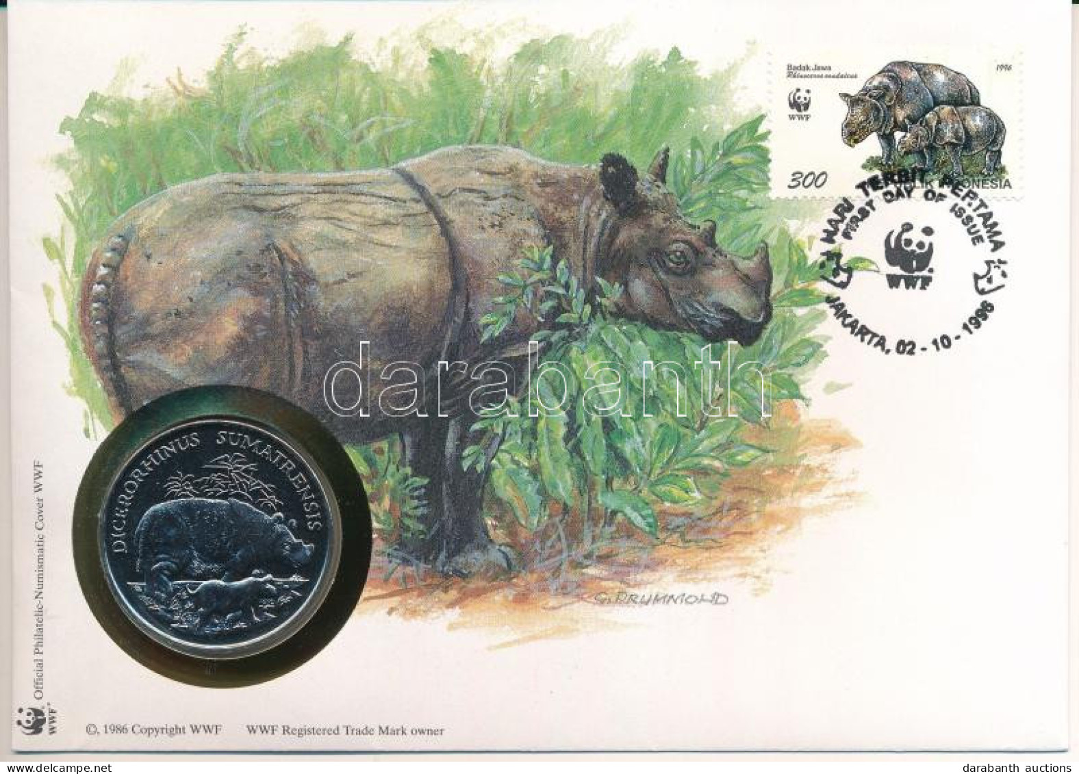 Indonézia DN (1991) "A Világ Vadvédelmi Alap (WWF) 30. évfordulója - Dicerorhinus Sumatrensis (Szumátrai Orrszarvú)" Két - Zonder Classificatie