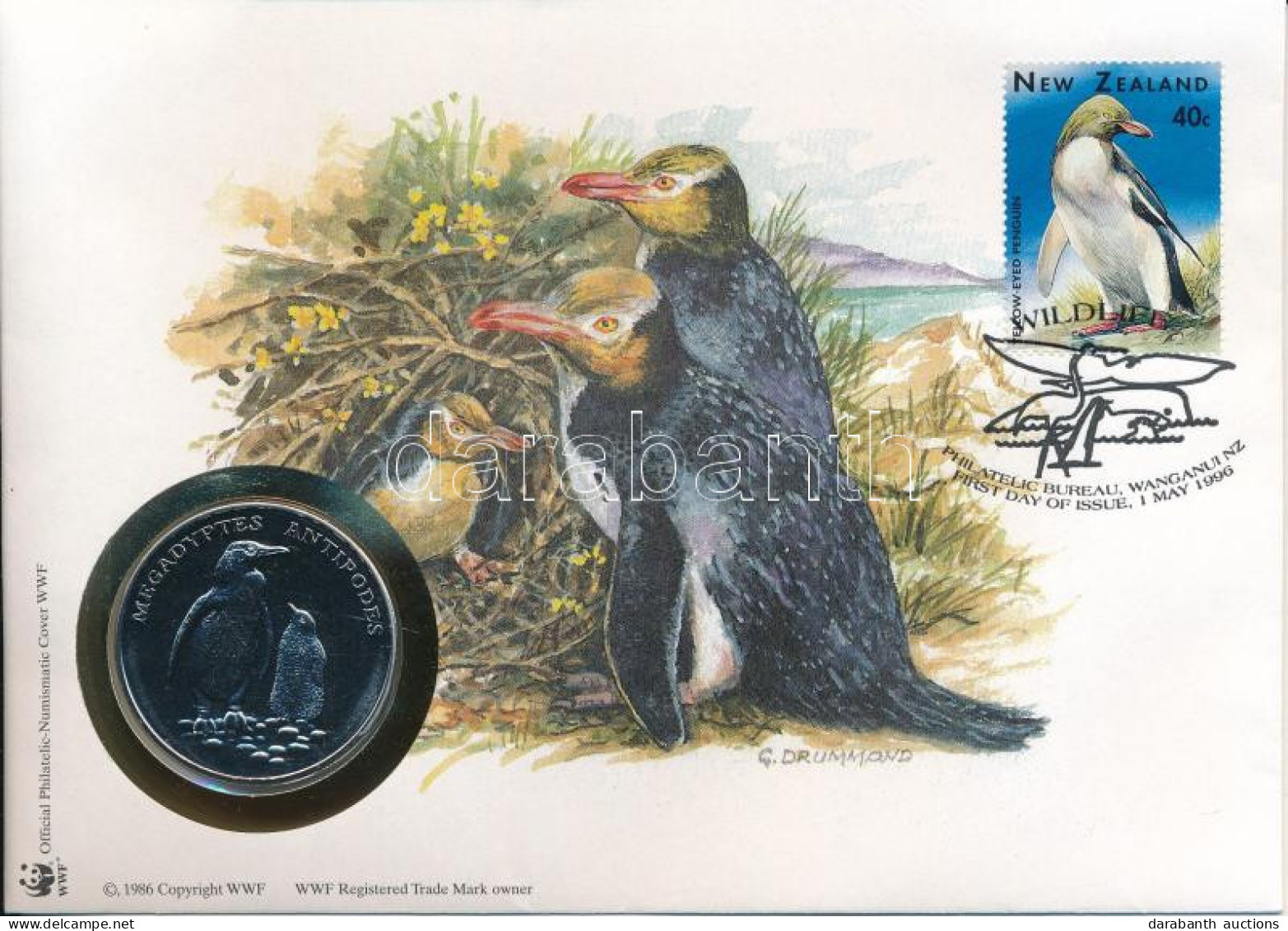 Új-Zéland DN (1991) "A Világ Vadvédelmi Alap (WWF) 30. évfordulója - Megadyptes Antipodes (Sárgaszemű Pingvin)" Kétoldal - Non Classés