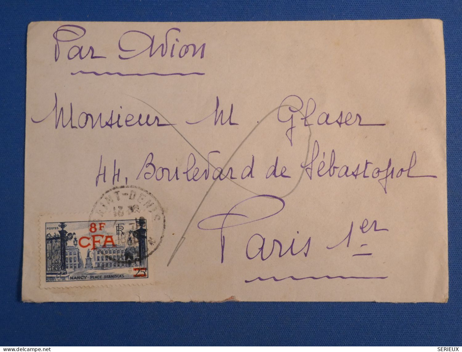 DL2  LA REUNION CFA BELLE  LETTRE  1949 ST DENIS   A  PARIS FRANCE  ++++ AFF. INTERESSANT+ - Lettres & Documents