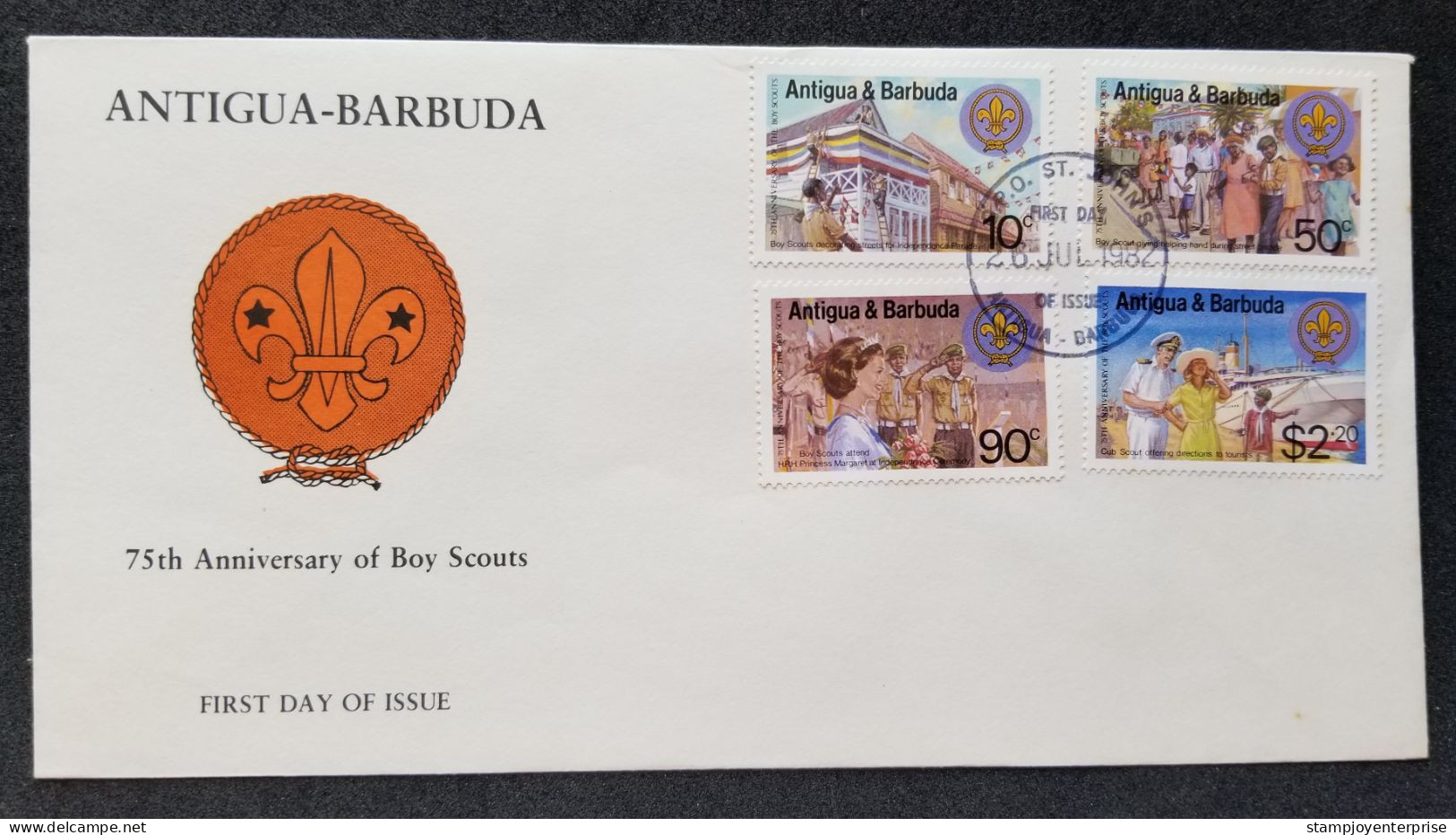 Antigua & Barbuda 75th Anniversary Boy Scouts 1982 Scouting Jamboree Princess Scouts (stamp FDC) - Antigua Und Barbuda (1981-...)