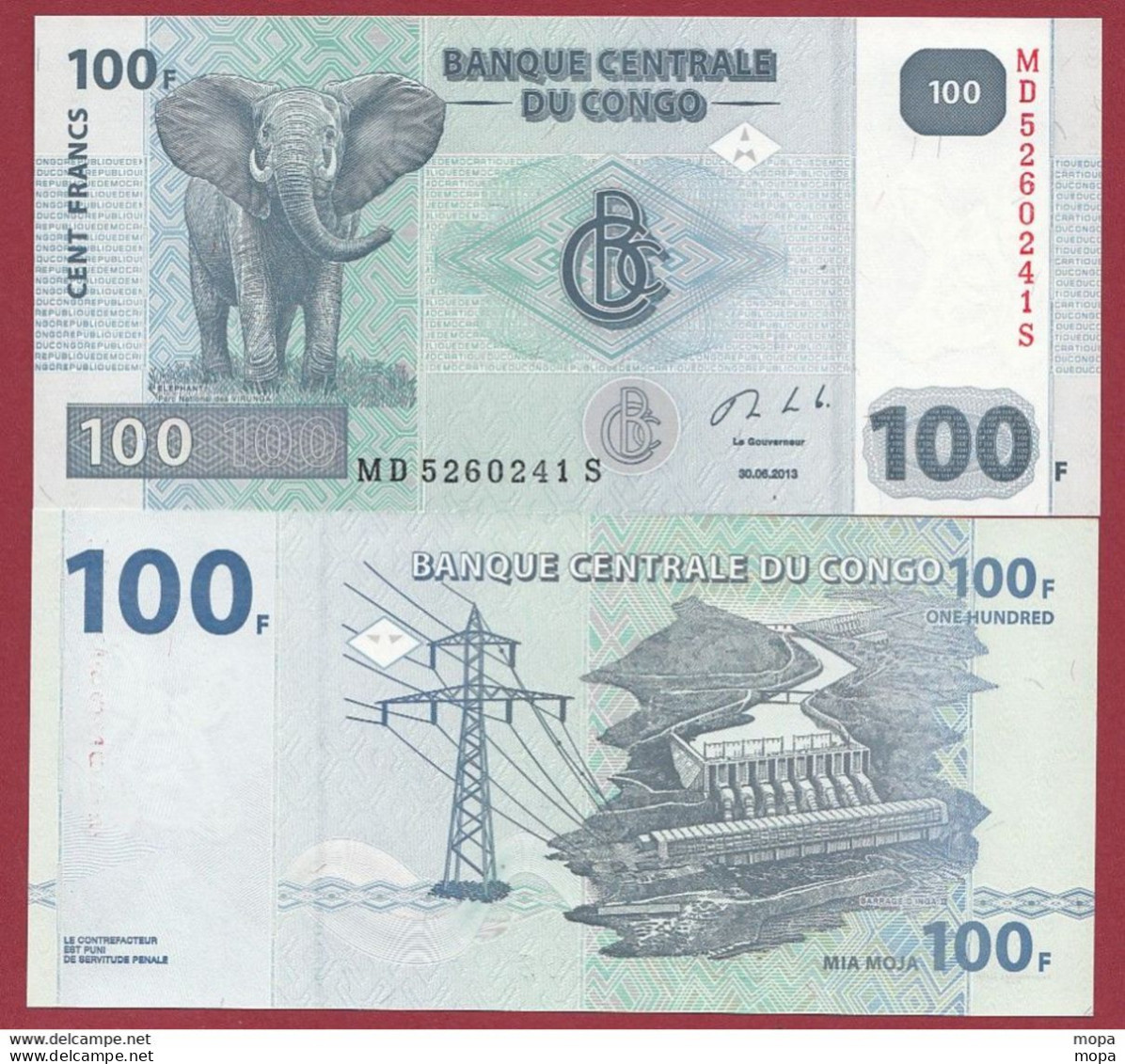 Congo 100 Francs   Du 30/06/2013----UNC-- (482 ) - Repubblica Democratica Del Congo & Zaire