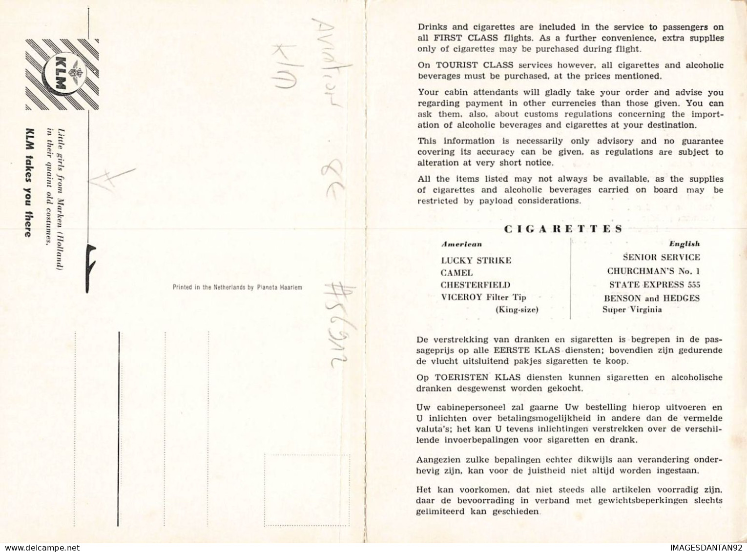 AVIATION #FG56912 CIE KLM PUBLICITE LITTLE GIRLS FROM MARKN HOLLAND PAYS BAS - 1946-....: Era Moderna