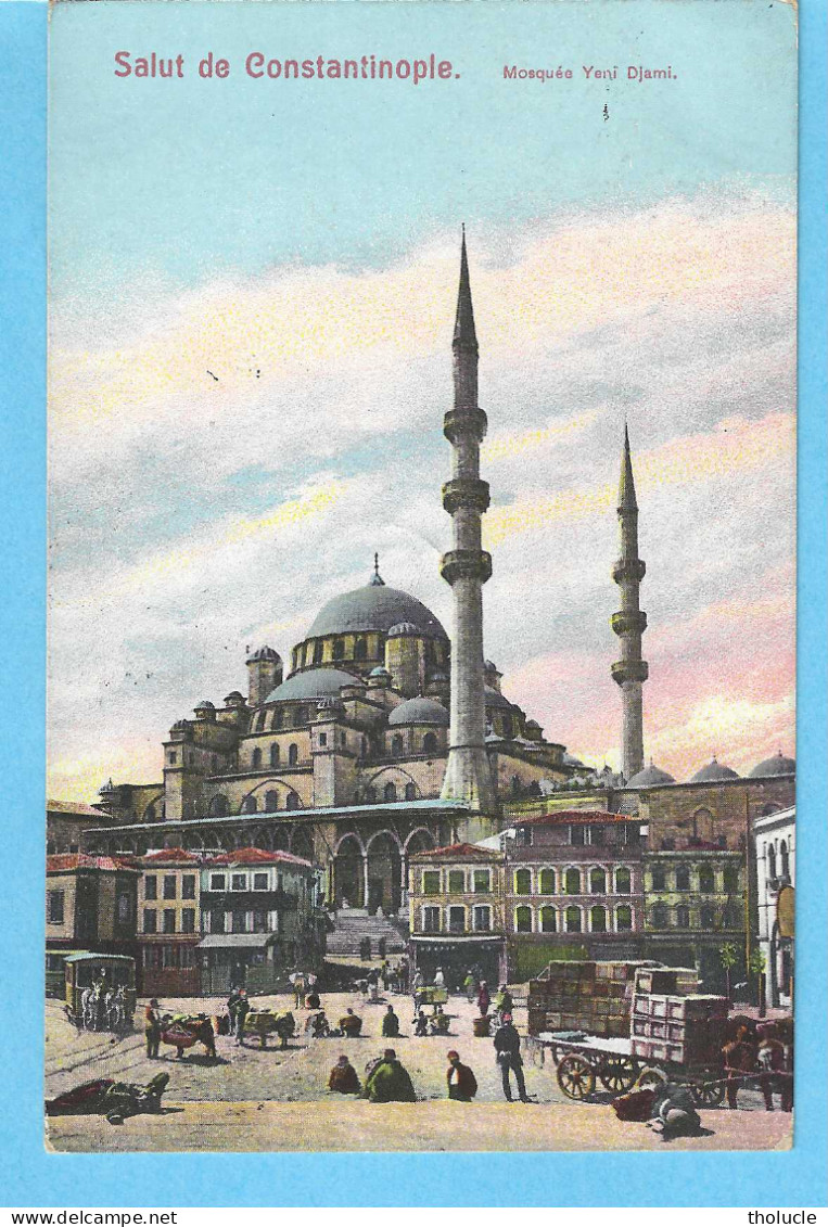 CPA -Turquie Constantinople-Mosquée-1910-Timbre De Levant-cachet"Constantinople Galata-Poste Française"+"Paris Etranger" - Cartas & Documentos