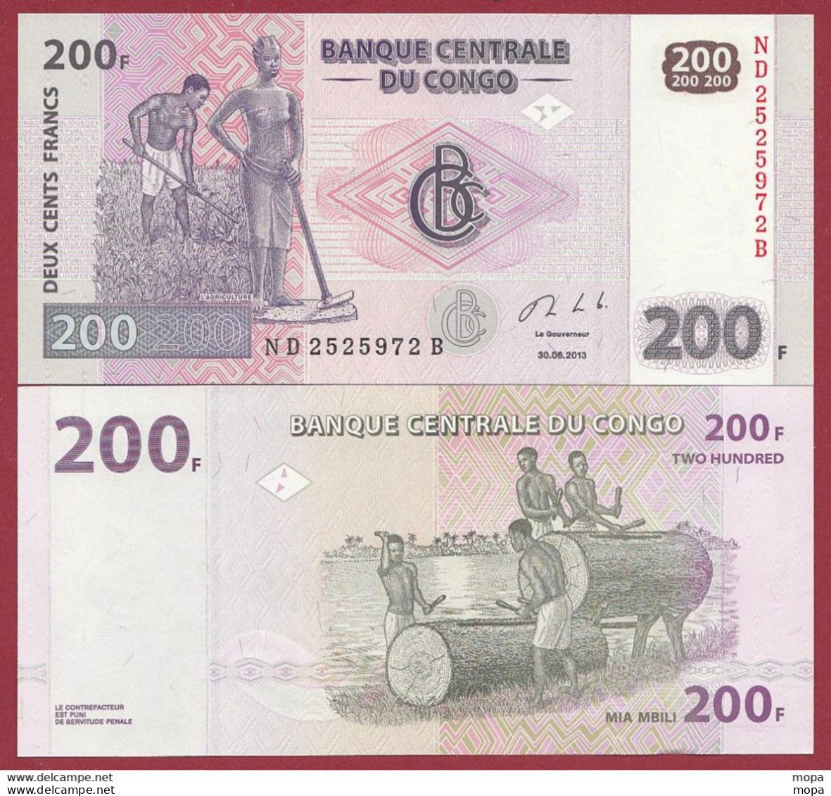 Congo 200 Francs   Du 30/06/2013----UNC-- (484 ) - República Democrática Del Congo & Zaire