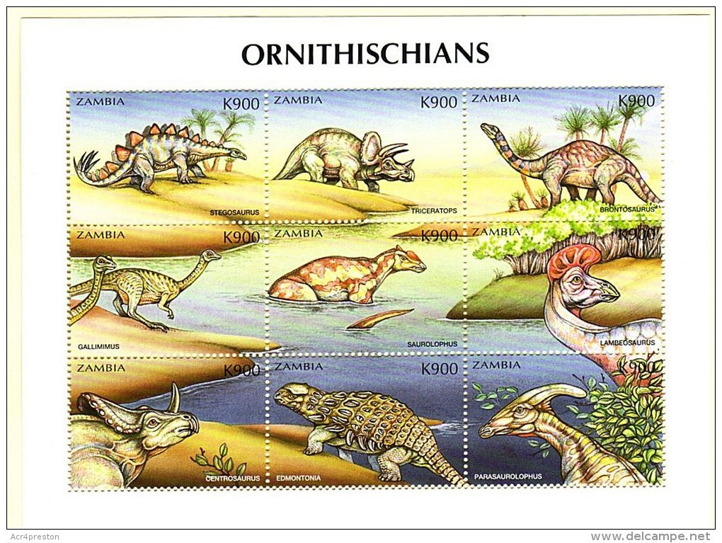 Zm9988a ZAMBIA 1999, Dinosaurs, MS 1 - Ornithischians - Zambie (1965-...)