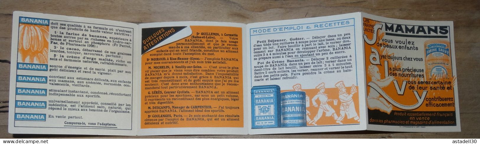 Dépliant Publicitaire BANANIA, Farine SALVY ................ E3-73 - Werbung