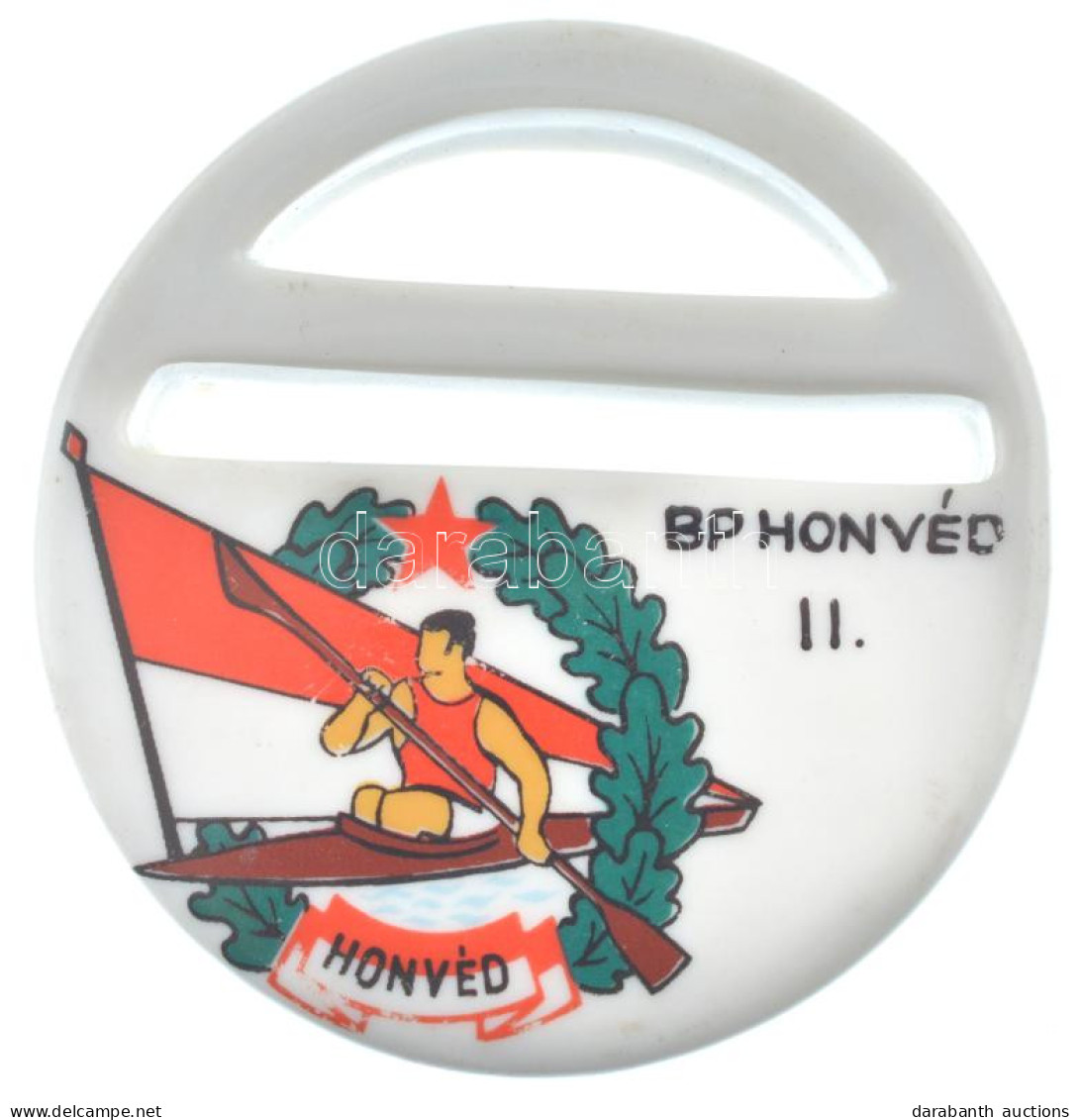 ~1980. "BP Honvéd II" Egyoldalas Hollóházi Porcelán Kajak Díjérem (63mm) T:1- - Non Classés