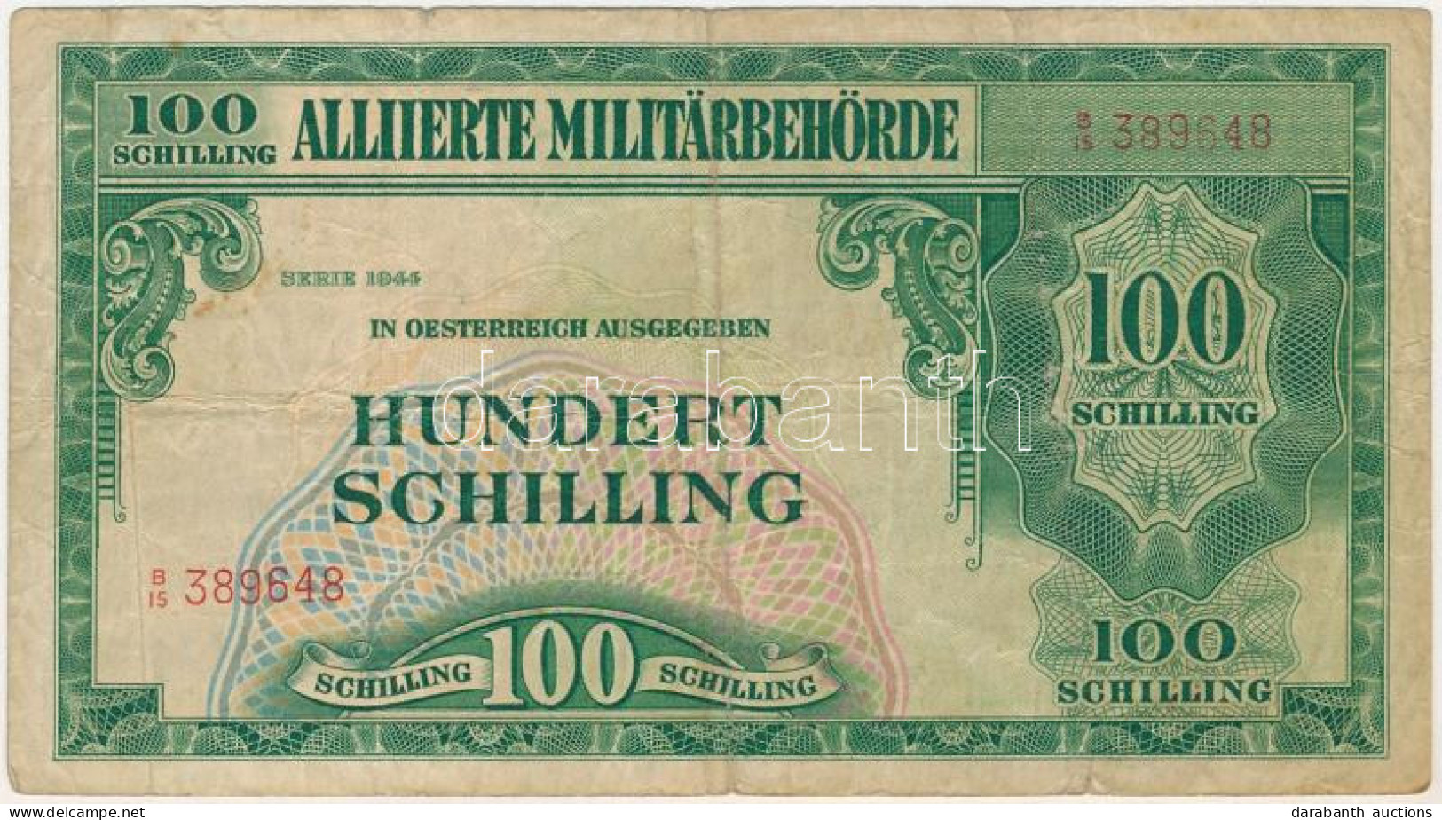 Ausztria / Szövetséges Megszállás DN (1944-1945) 100Sch "B15 389648" T:F Austria / Allied Occupation ND (1944-1945) 100  - Unclassified