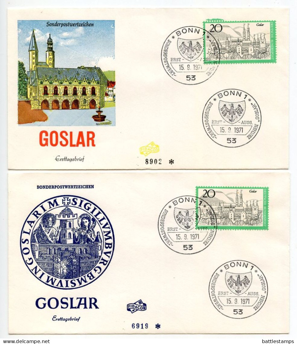 Germany, West 1971 2 FDCs Scott 1067 Town Of Goslar - 1971-1980