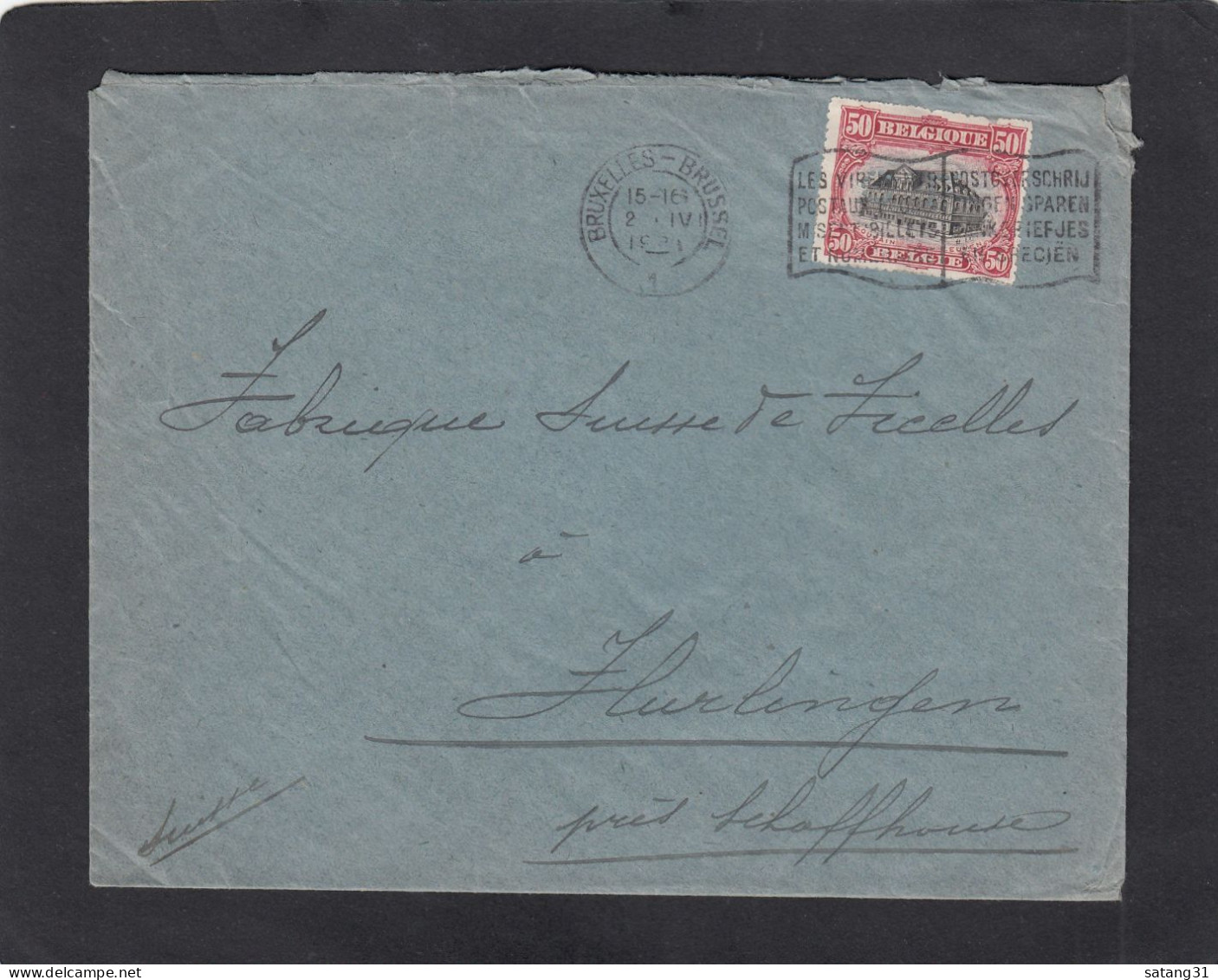 PERFIN/PERFORES/FIRMENLOCHUNG.  LETTRE DE BRUXELLES,AVEC TIMBRE PERFORE "CL",POUR LA SUISSE. - 1909-34