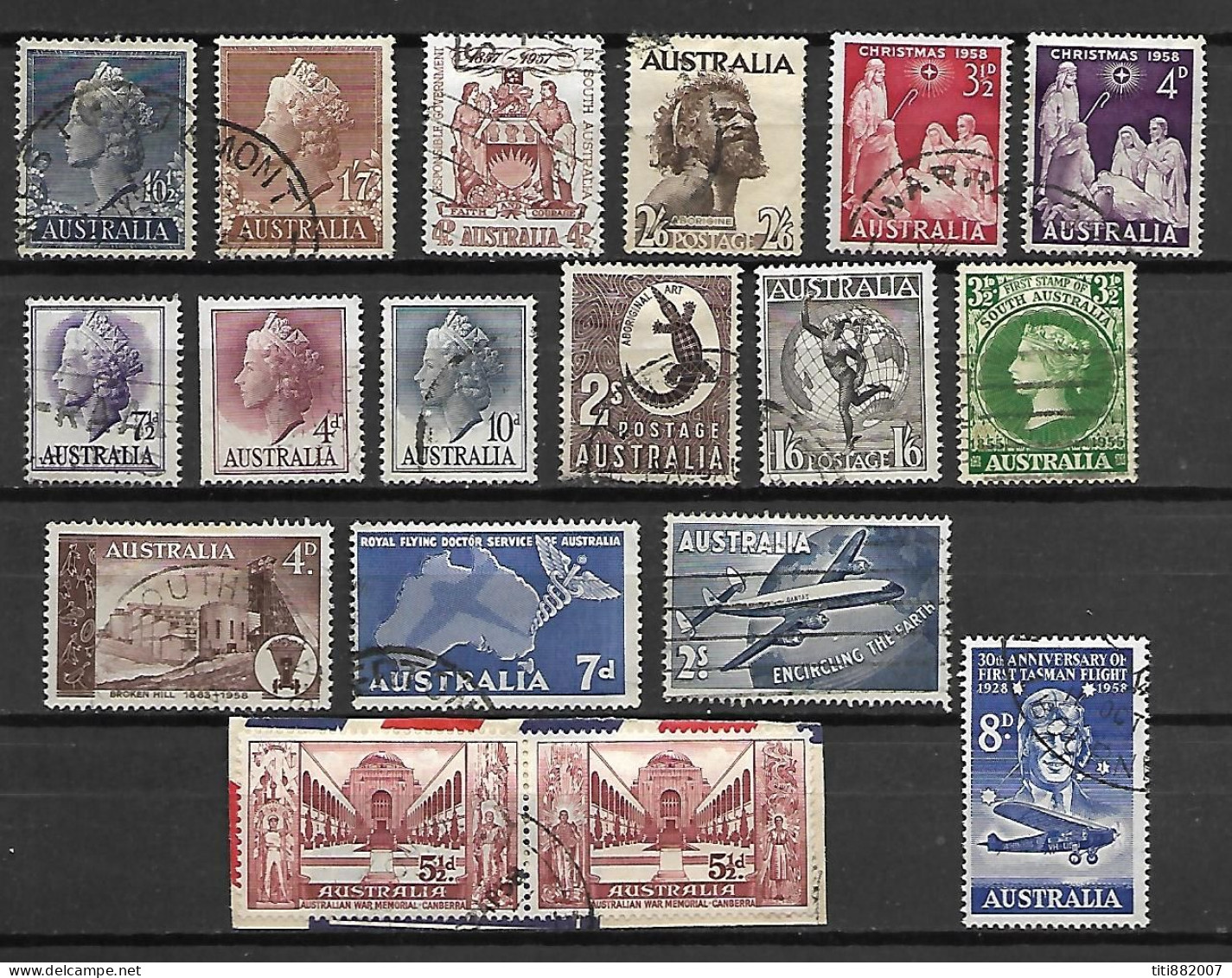 AUSTRALIE   -  1956 / 58 .  L O T  -   18  Val. Oblitérés . - Oblitérés