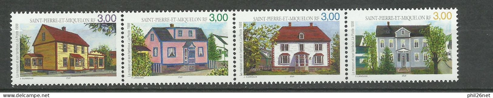 Saint Pierre Et Miquelon SPM Bande N° 676 à 679 Maisons De Saint Pierre Neufs * * TB = MNH VF Voir Scans - Neufs