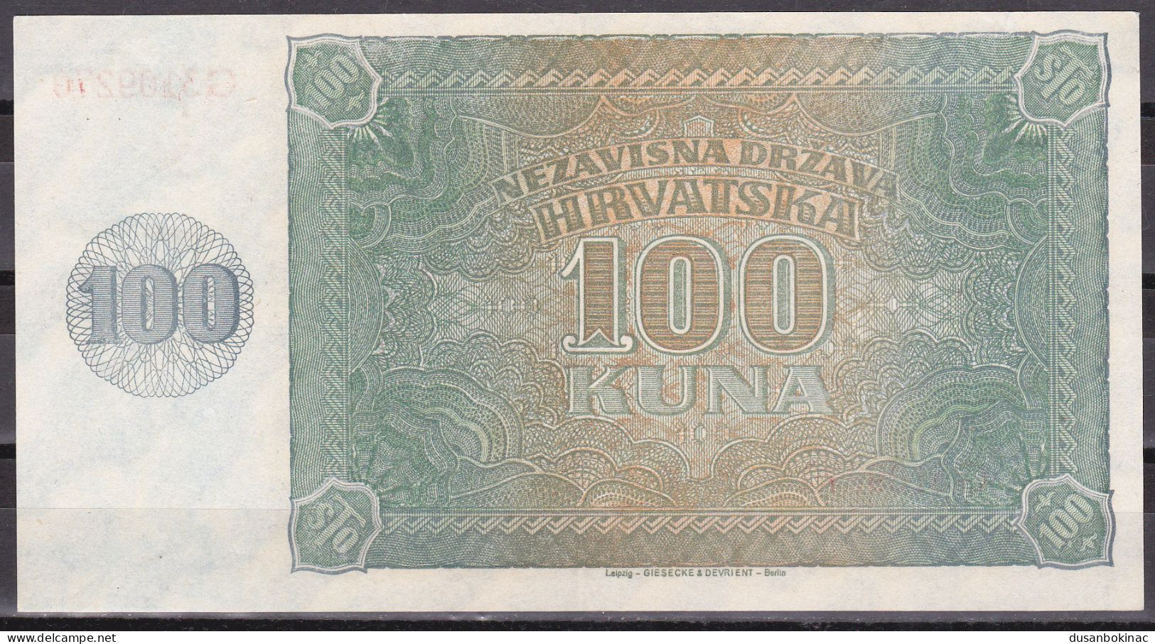 NDH-100 Kuna 1941 AUNC - Croatie