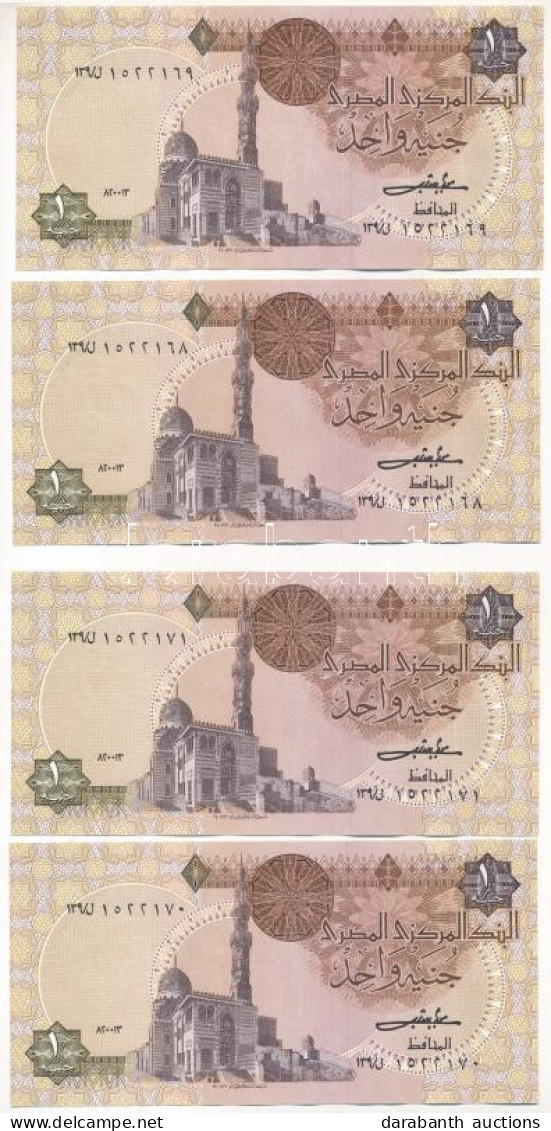 Egyiptom 1982-1984. 1P (4x) Páronként Sorszámkövetők T:UNC,AU Egypt 1982-1984. 1 Pound (4x) Consecutive Serials In Pairs - Unclassified
