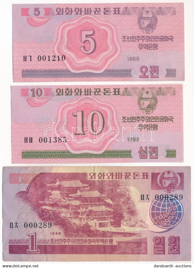 Észak-Korea 1988. 5ch + 10ch + 1W "Szocialista Látogató (Baráti Országok állampolgárai Számára)" T:AU-F North Korea 1988 - Unclassified