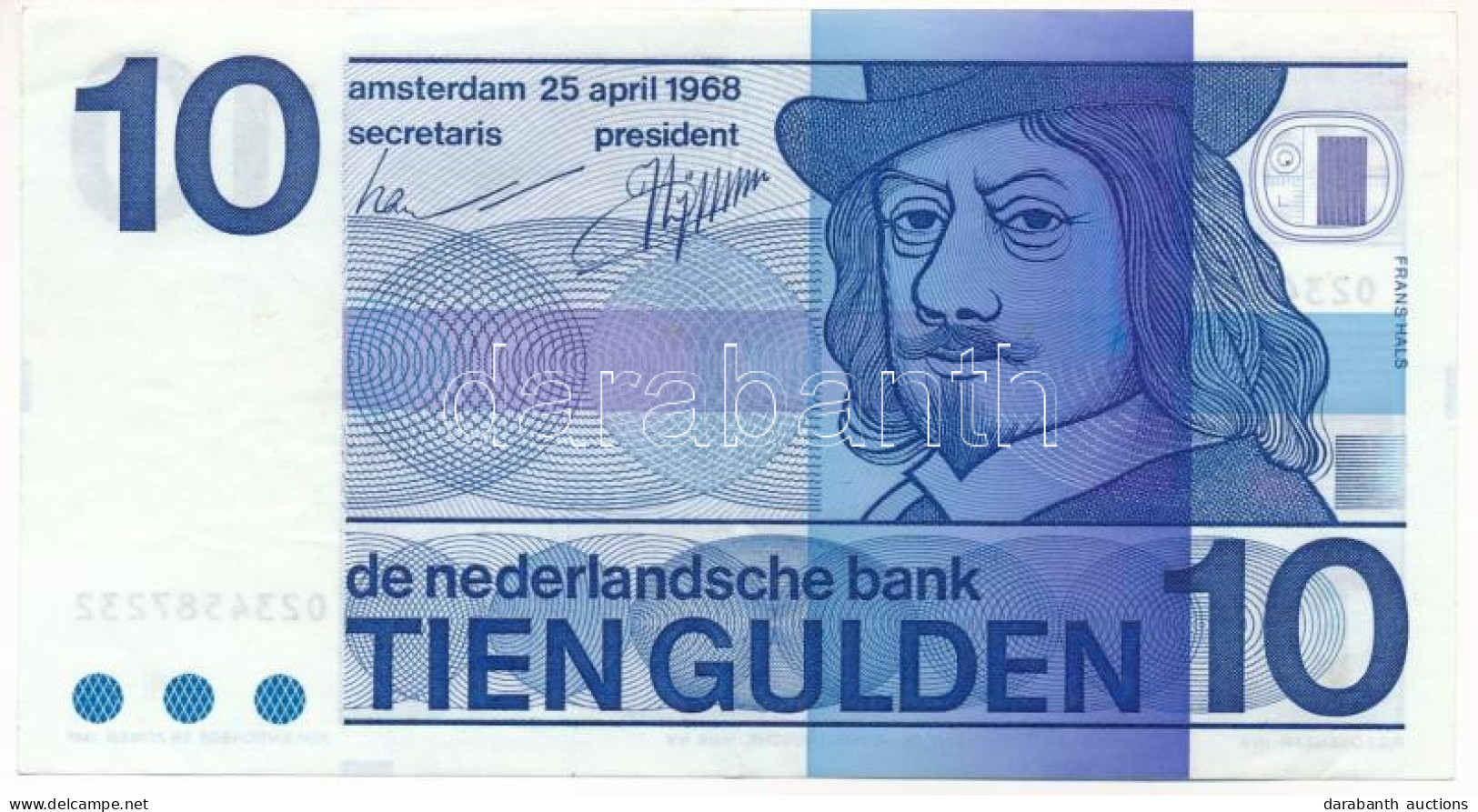 Hollandia 1968. 10G "0234587232" T:XF Netherlands 1968. 10 Gulden "0234587232" C:XF Krause 91. - Zonder Classificatie