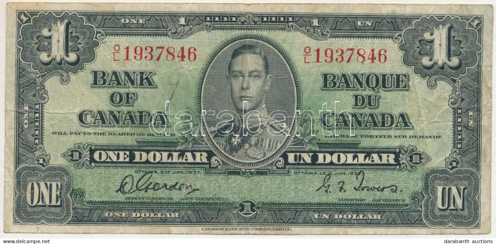 Kanada 1937. 1$ T:VG Canada 1937. 1 Dollar C:VG  Krause P#58 - Non Classés