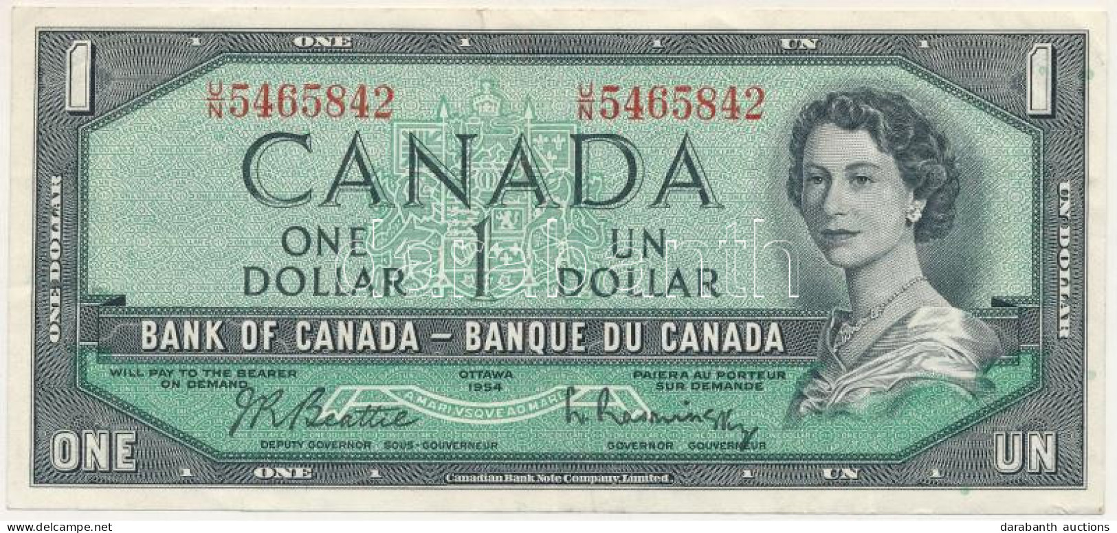 Kanada 1954. 1$ átalakított Haj. Szign: Beattie -Rasminsky T:F Canada 1954. 1 Dollar, Modified Hair Style. Sign: Beattie - Non Classés