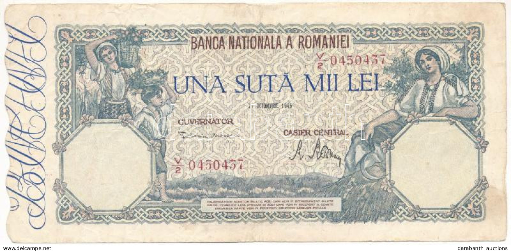 Románia 1946. 100.000L T:F Romania 1946. 100.000 Lei C:F Krause P#58 - Non Classés