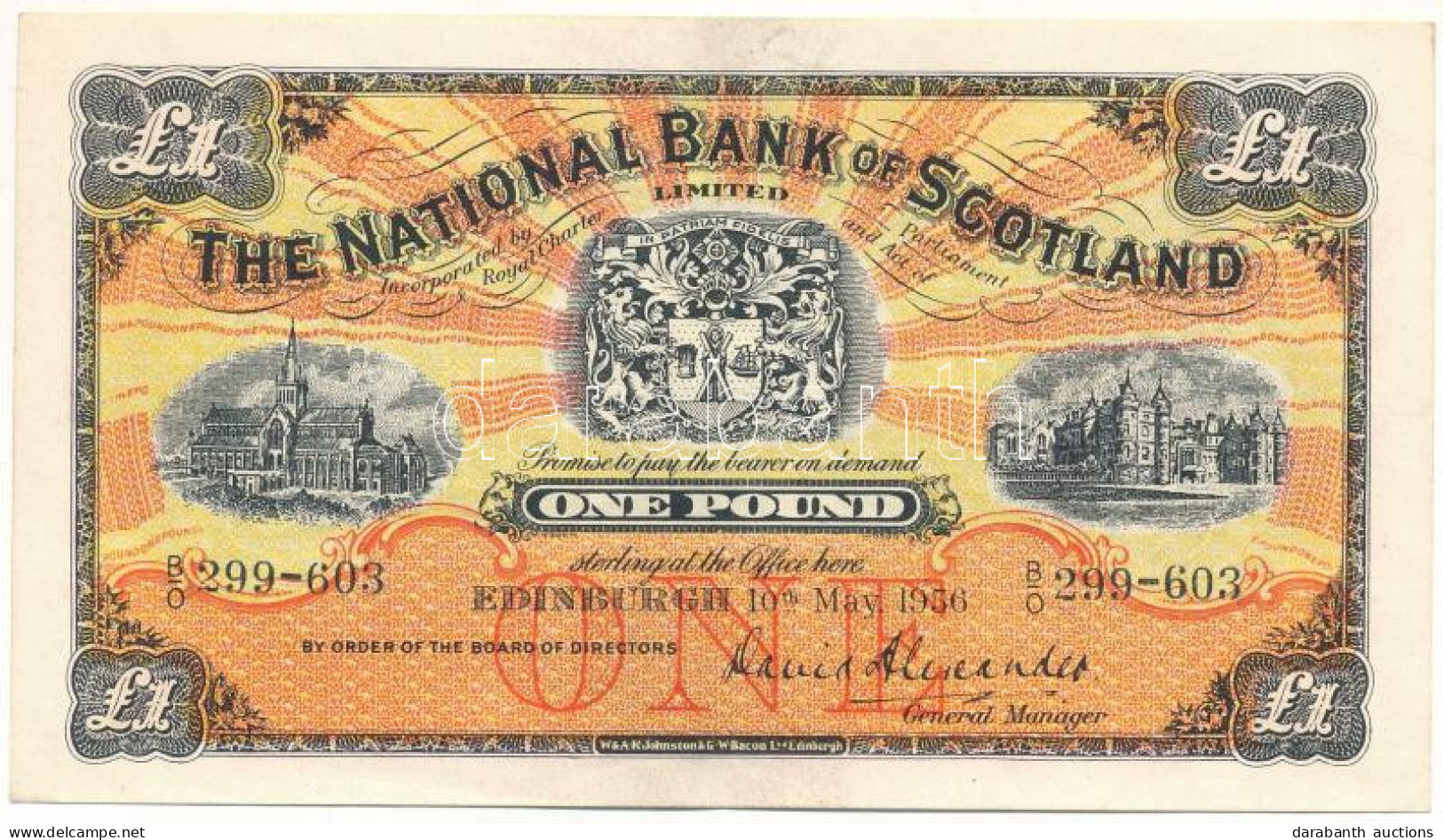 Skócia 1956. 1P "National Bank Of Scotland" T:XF,VF Kis Folt Scotland 1956. 1 Pound "National Bank Of Scotland" C:XF,VF  - Non Classés