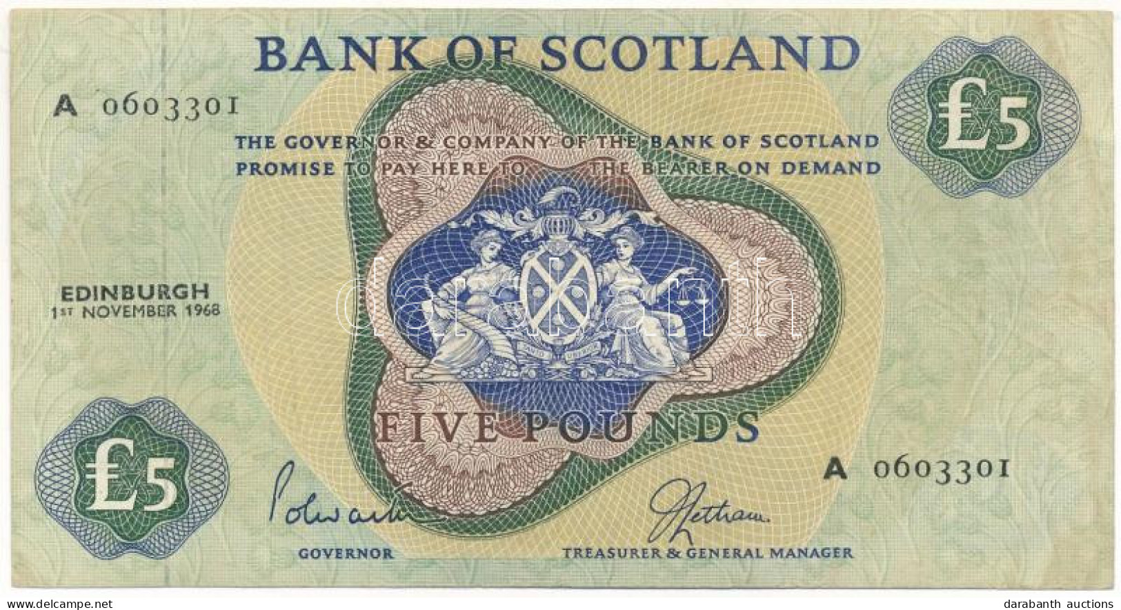 Skócia 1968. 5P "Bank Of Scotland" T:F Scotland 1968. 5 Pounds "Bank Of Scotland" C:F Krause P#110a - Non Classés