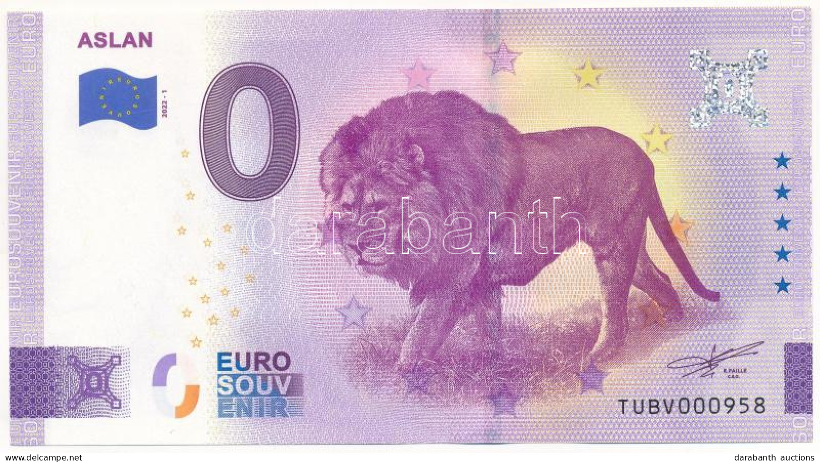 Törökország 2022. 0E "Aslan" Szuvenír Bankjegy T:UNC Turkey 2022. 0 Euro "Aslan" Souvenir Banknote C:UNC - Non Classés