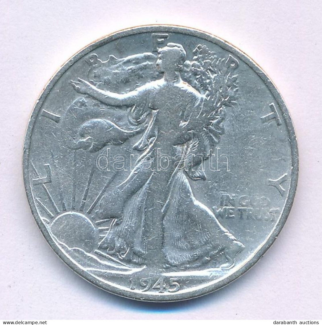 Amerikai Egyesült Államok 1945. 1/2$ Ag "Walking Liberty" T:F USA 1945. 1/2 Dollar Ag "Walking Liberty" C:F  Krause KM#1 - Zonder Classificatie