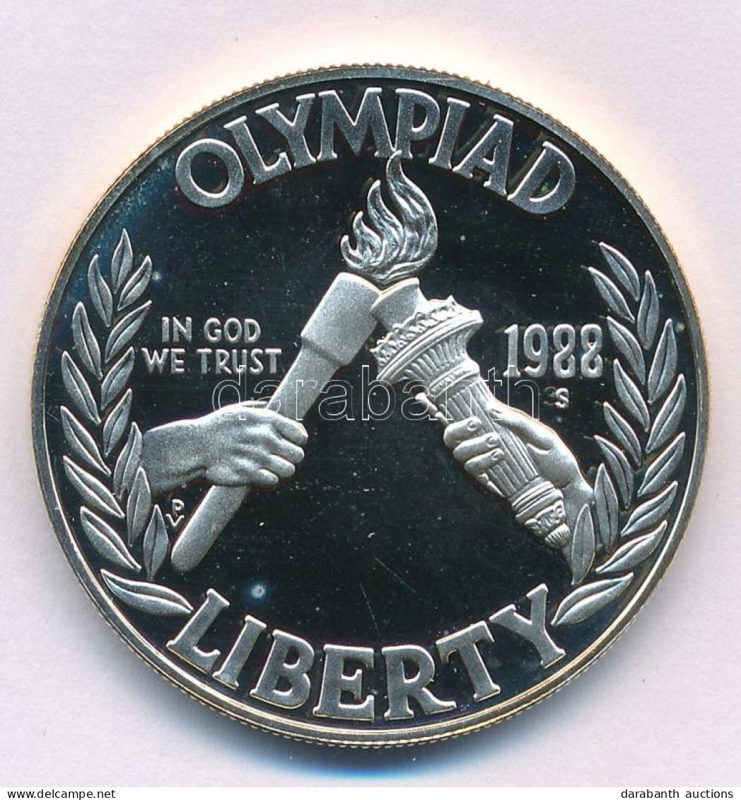 Amerikai Egyesült Államok 1988S 1$ Ag "Szöuli Olimpia 1988" Tanúsítvánnyal T:PP USA 1988S 1 Dollar Ag "Seoul Olympics 19 - Ohne Zuordnung