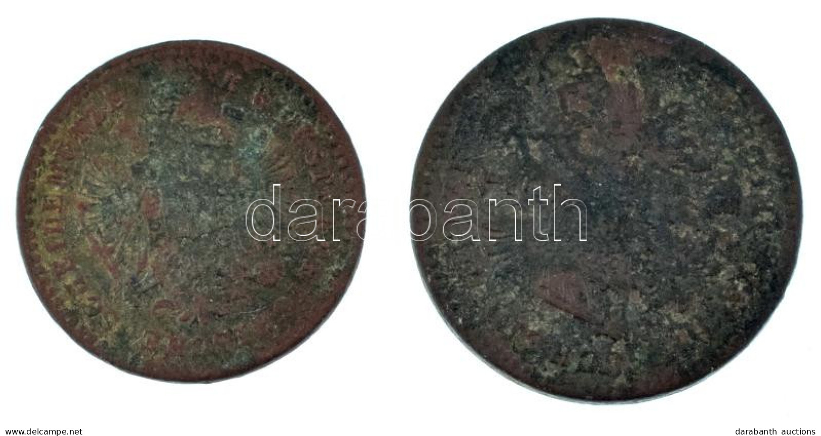 Ausztria 1859A 5/10kr Cu + 1859A 1kr Cu T:F Patina Austria 1859A 5/10 Kreuzer Cu + 1859A 1 Kreuzer Cu C:F Patina - Ohne Zuordnung