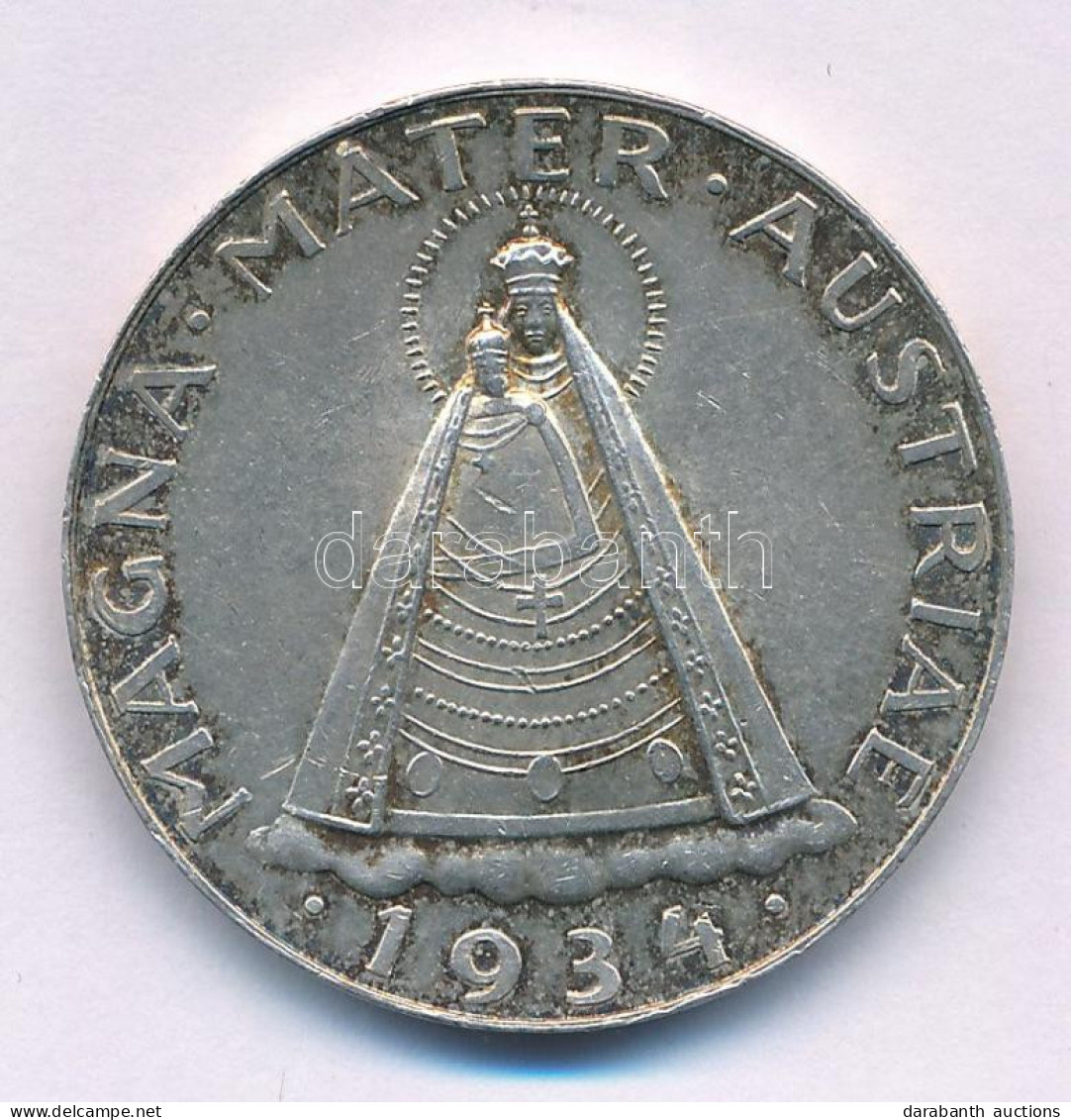 Ausztria 1934. 5Sch Ag "Mariazelli Madonna" T:AU Patina Austria 1934. 5 Schilling Ag "Madonna Of Mariazell" C:AU Patina  - Non Classés