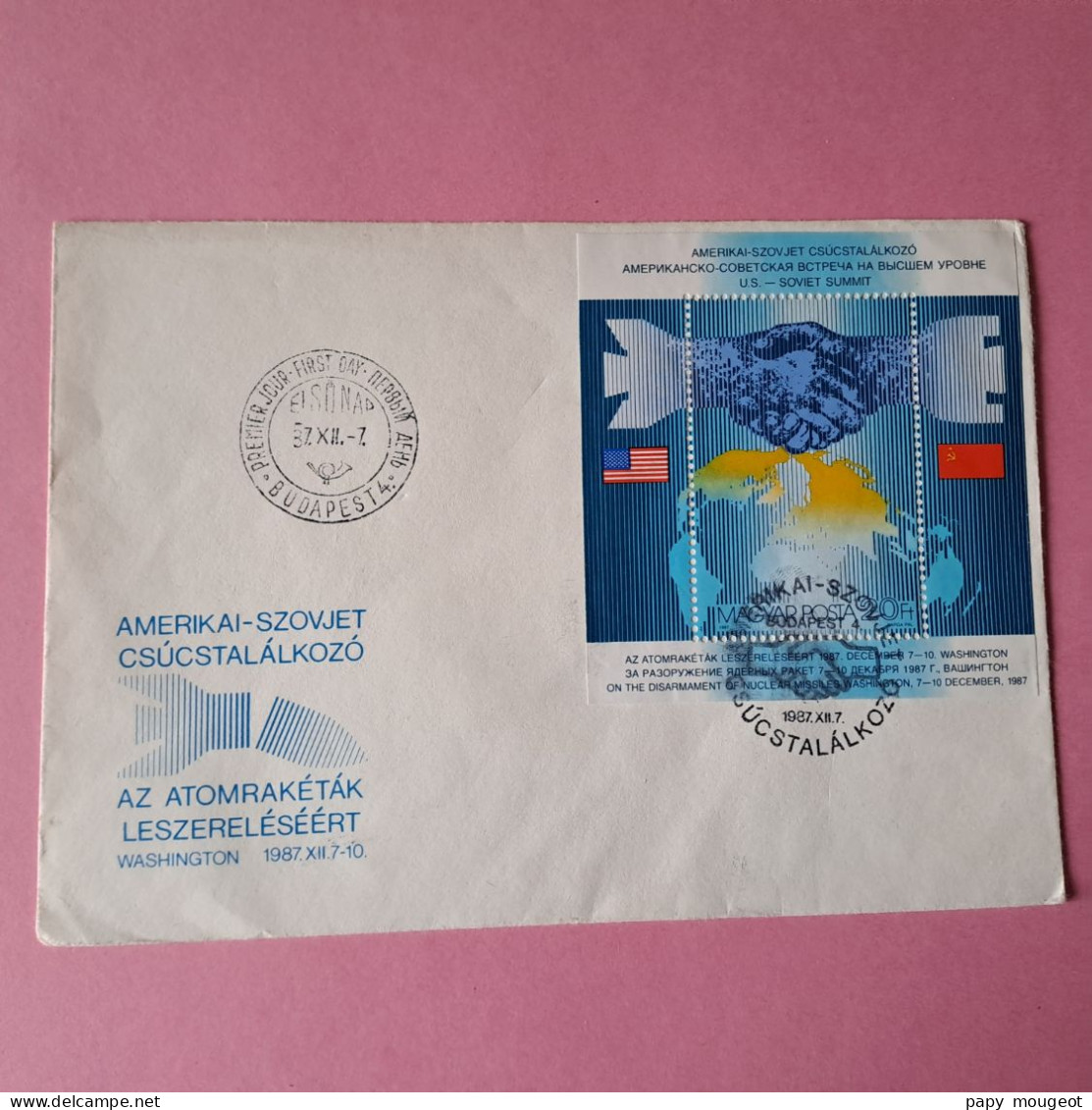 Sommet US - Soviet - Désarmement Nucléaire - Budapest 7-12-1987 - FDC