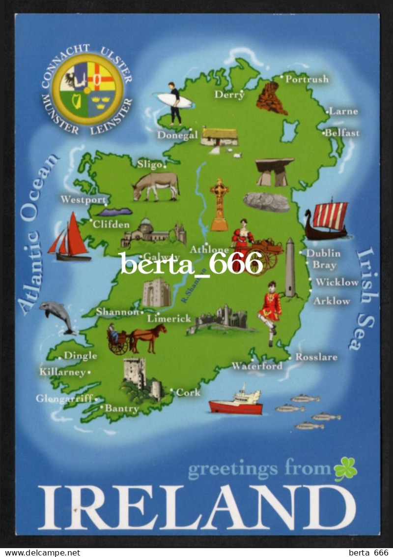 Greetings From Ireland * Country Map * New Postcard - Souvenir De...